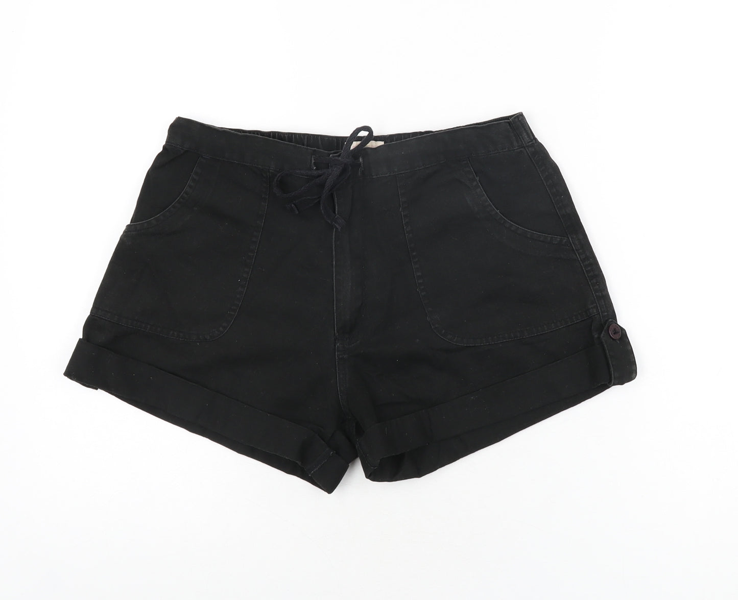 Best Mountain Womens Black Cotton Hot Pants Shorts Size 10 Regular Zip