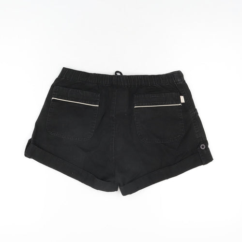 Best Mountain Womens Black Cotton Hot Pants Shorts Size 10 Regular Zip