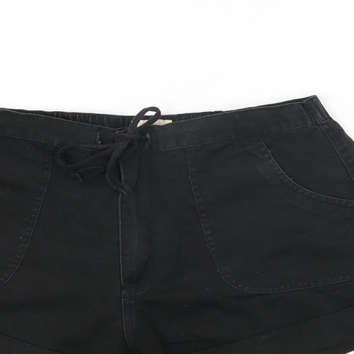 Best Mountain Womens Black Cotton Hot Pants Shorts Size 10 Regular Zip