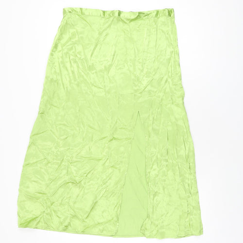 H&M Womens Green Viscose Swing Skirt Size 16 Zip