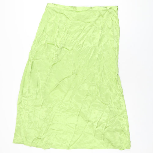 H&M Womens Green Viscose Swing Skirt Size 16 Zip