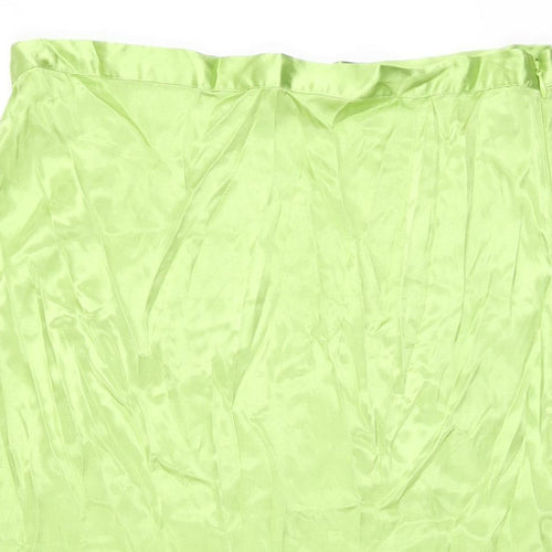 H&M Womens Green Viscose Swing Skirt Size 16 Zip