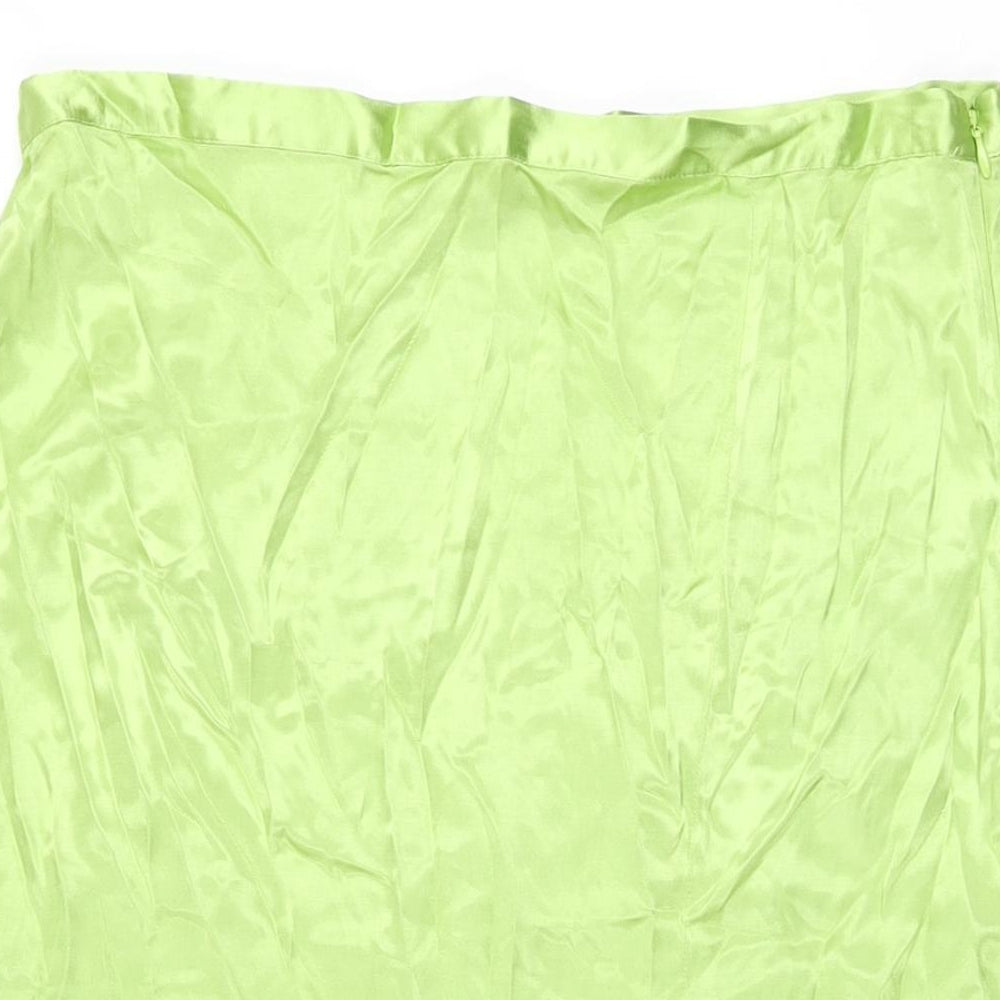 H&M Womens Green Viscose Swing Skirt Size 16 Zip