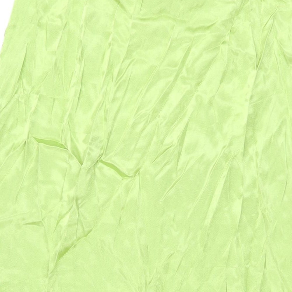 H&M Womens Green Viscose Swing Skirt Size 16 Zip