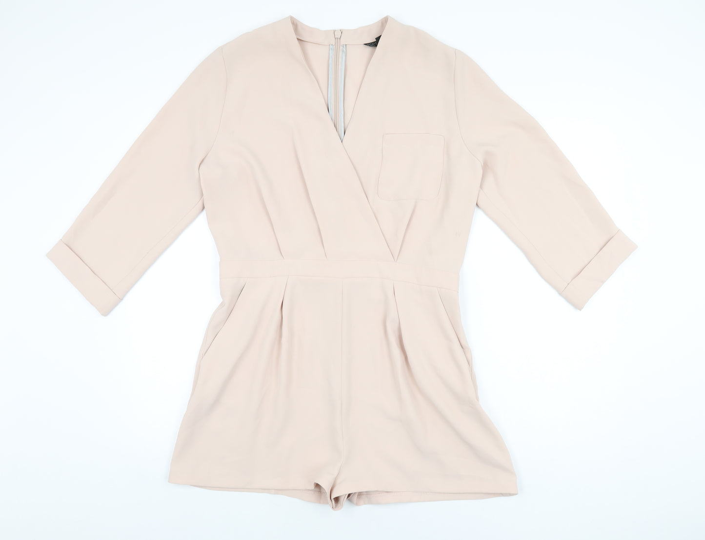 Topshop Womens Pink Polyester Playsuit One-Piece Size 14 L3 in Zip
