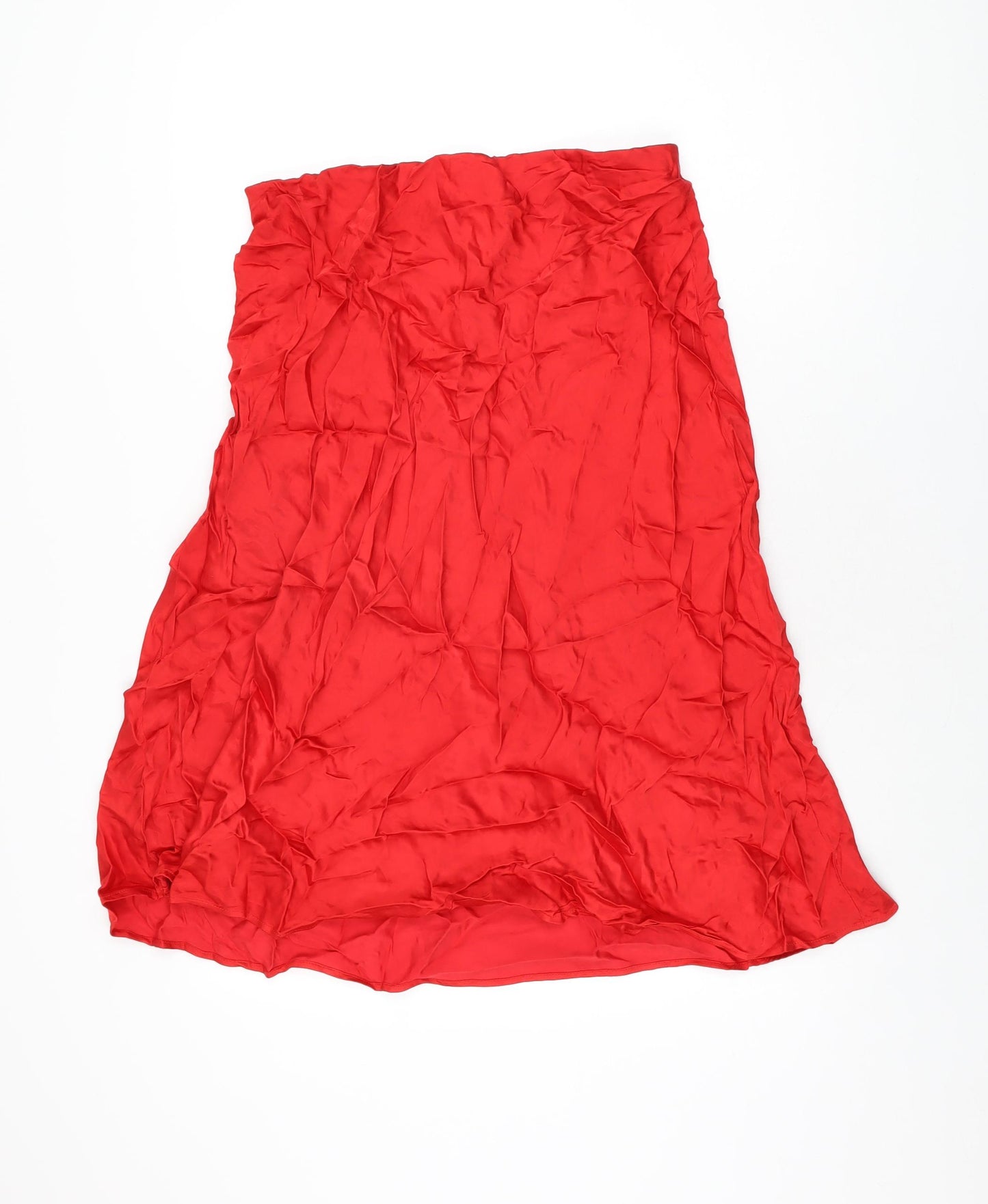 H&M Womens Red Viscose Swing Skirt Size M