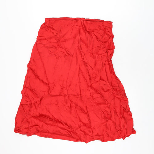 H&M Womens Red Viscose Swing Skirt Size M