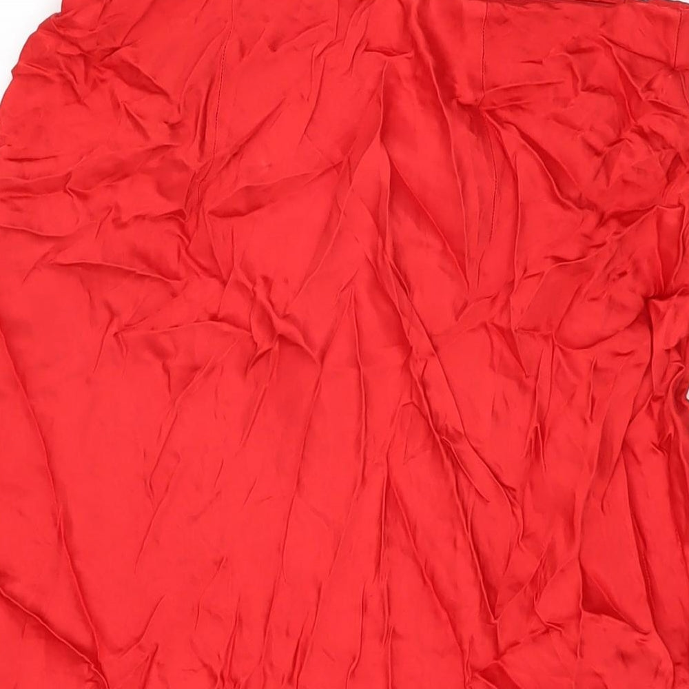 H&M Womens Red Viscose Swing Skirt Size M