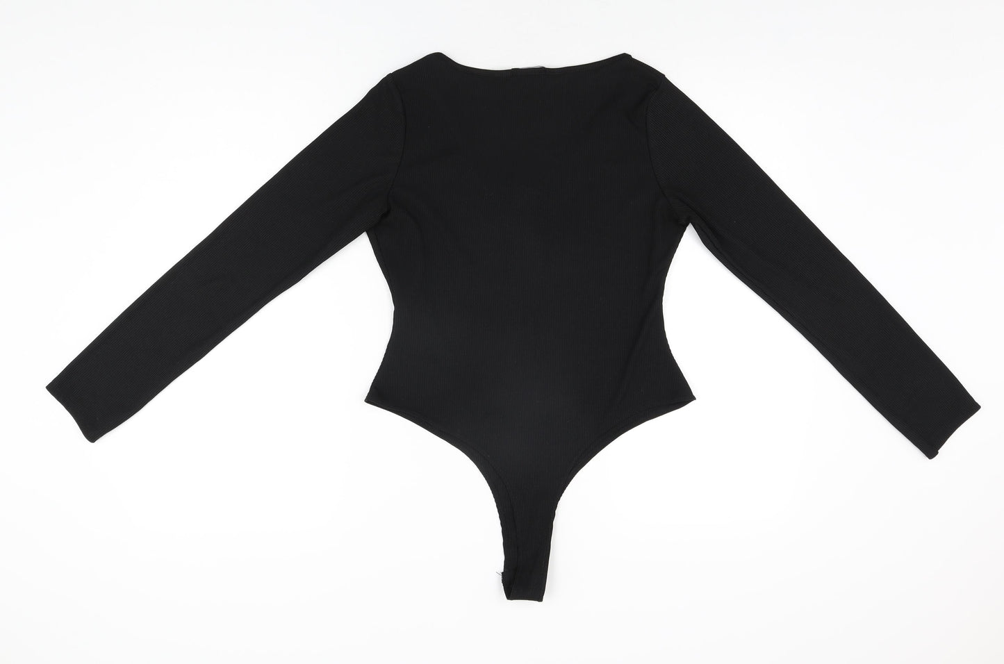 PRETTYLITTLETHING Womens Black Polyester Bodysuit One-Piece Size 14 Snap