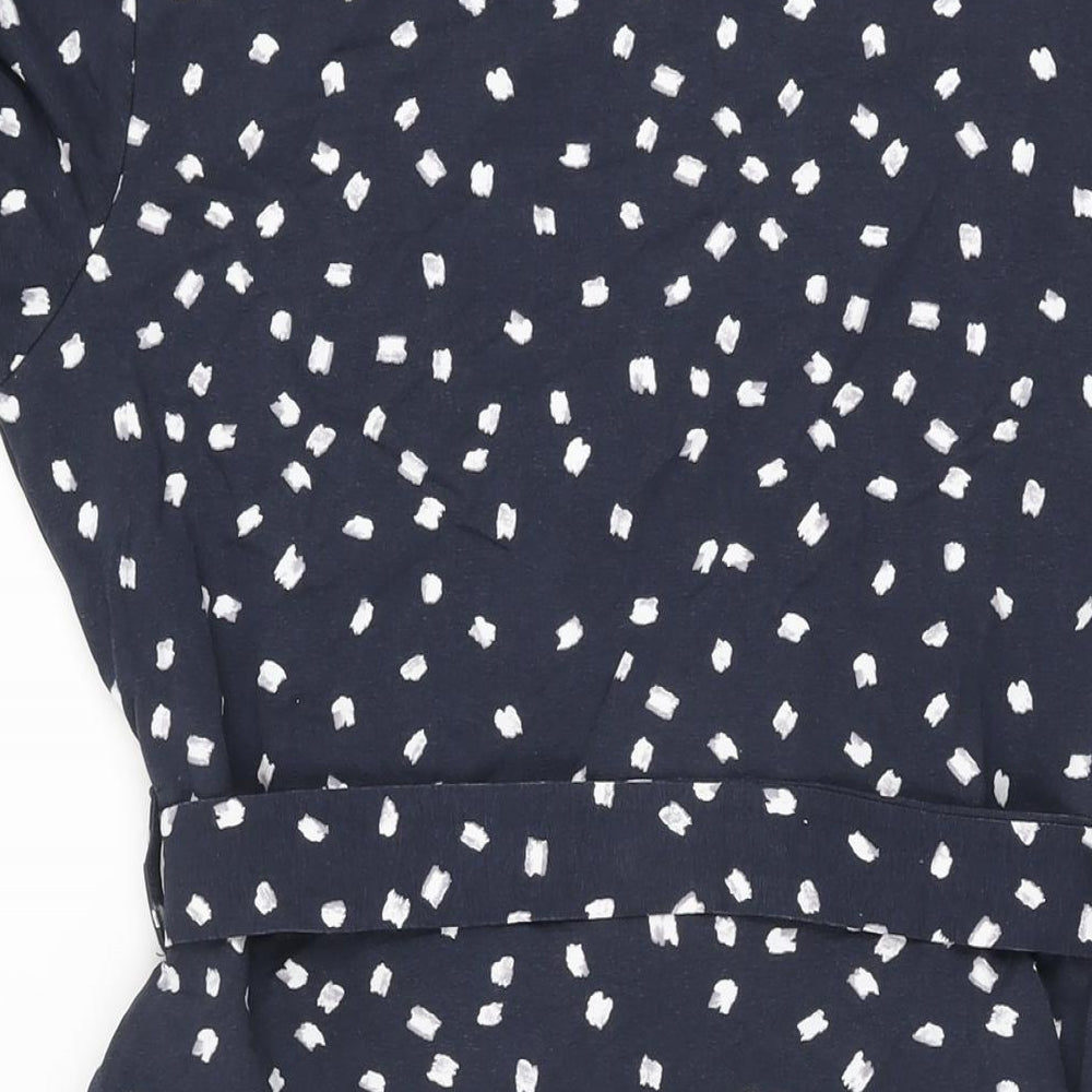Mountain Warehouse Womens Blue Polka Dot Cotton A-Line Size 14 V-Neck Pullover