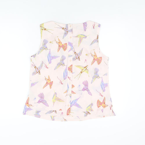 Dorothy Perkins Womens Pink Geometric Polyester Basic Blouse Size 14 Round Neck - Bird Print