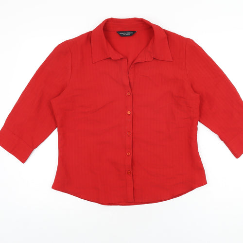 Dorothy Perkins Womens Red Polyester Basic Button-Up Size 14 Collared