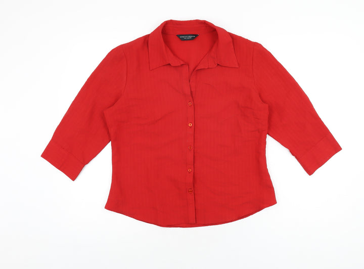 Dorothy Perkins Womens Red Polyester Basic Button-Up Size 14 Collared