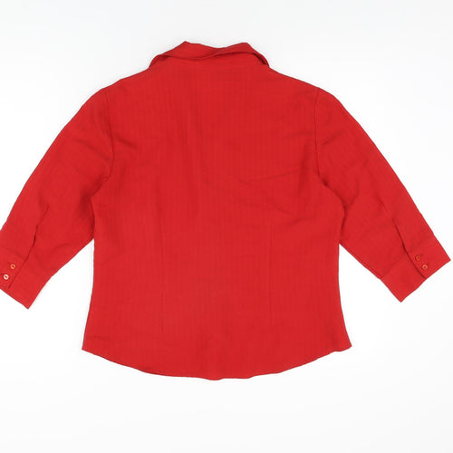 Dorothy Perkins Womens Red Polyester Basic Button-Up Size 14 Collared