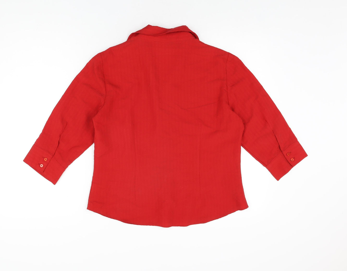 Dorothy Perkins Womens Red Polyester Basic Button-Up Size 14 Collared