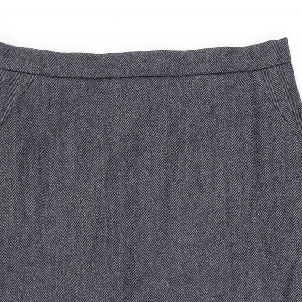 L.K. Bennett Womens Blue Wool Straight & Pencil Skirt Size 14 Zip