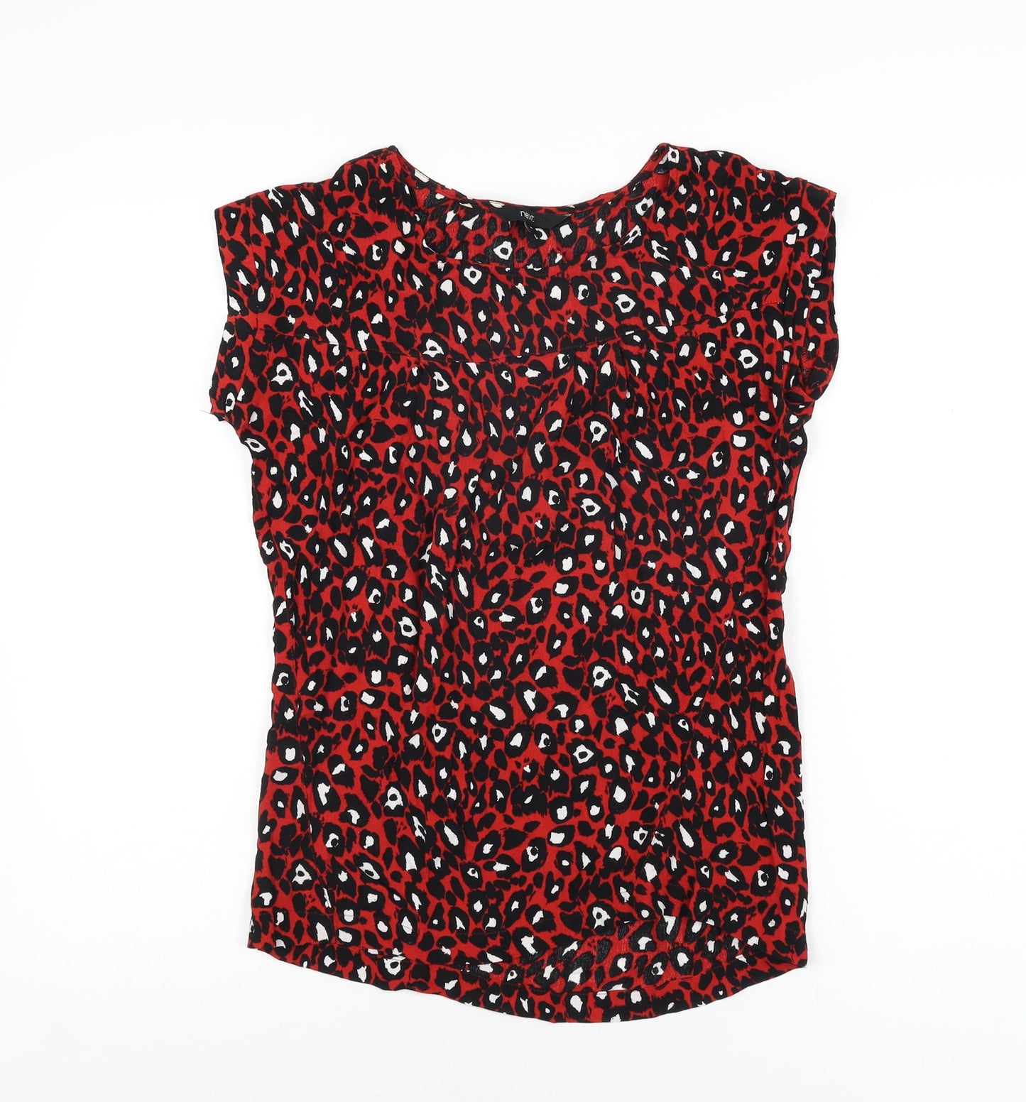 NEXT Womens Red Animal Print Viscose Basic T-Shirt Size 6 Round Neck