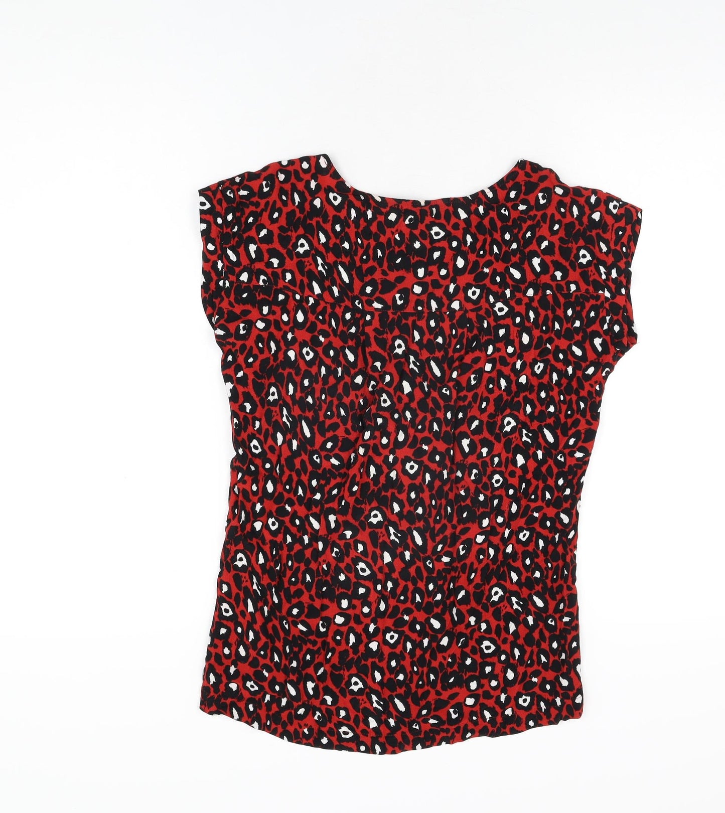 NEXT Womens Red Animal Print Viscose Basic T-Shirt Size 6 Round Neck