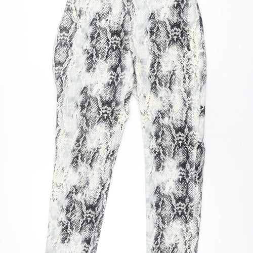 Zara Womens Grey Animal Print Polyester Trousers Size M L27 in Regular Zip - Snake Print