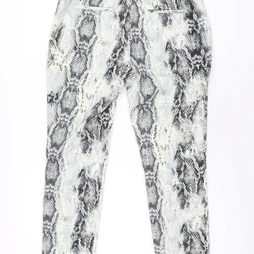 Zara Womens Grey Animal Print Polyester Trousers Size M L27 in Regular Zip - Snake Print