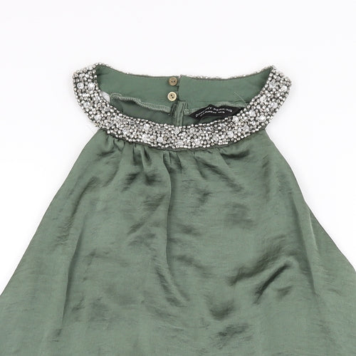 Dorothy Perkins Womens Green Polyester Basic Blouse Size 16 Round Neck