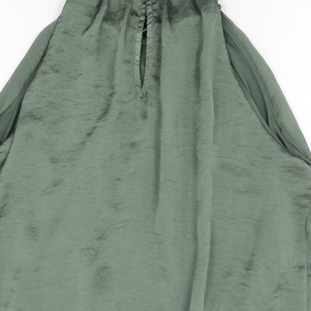 Dorothy Perkins Womens Green Polyester Basic Blouse Size 16 Round Neck