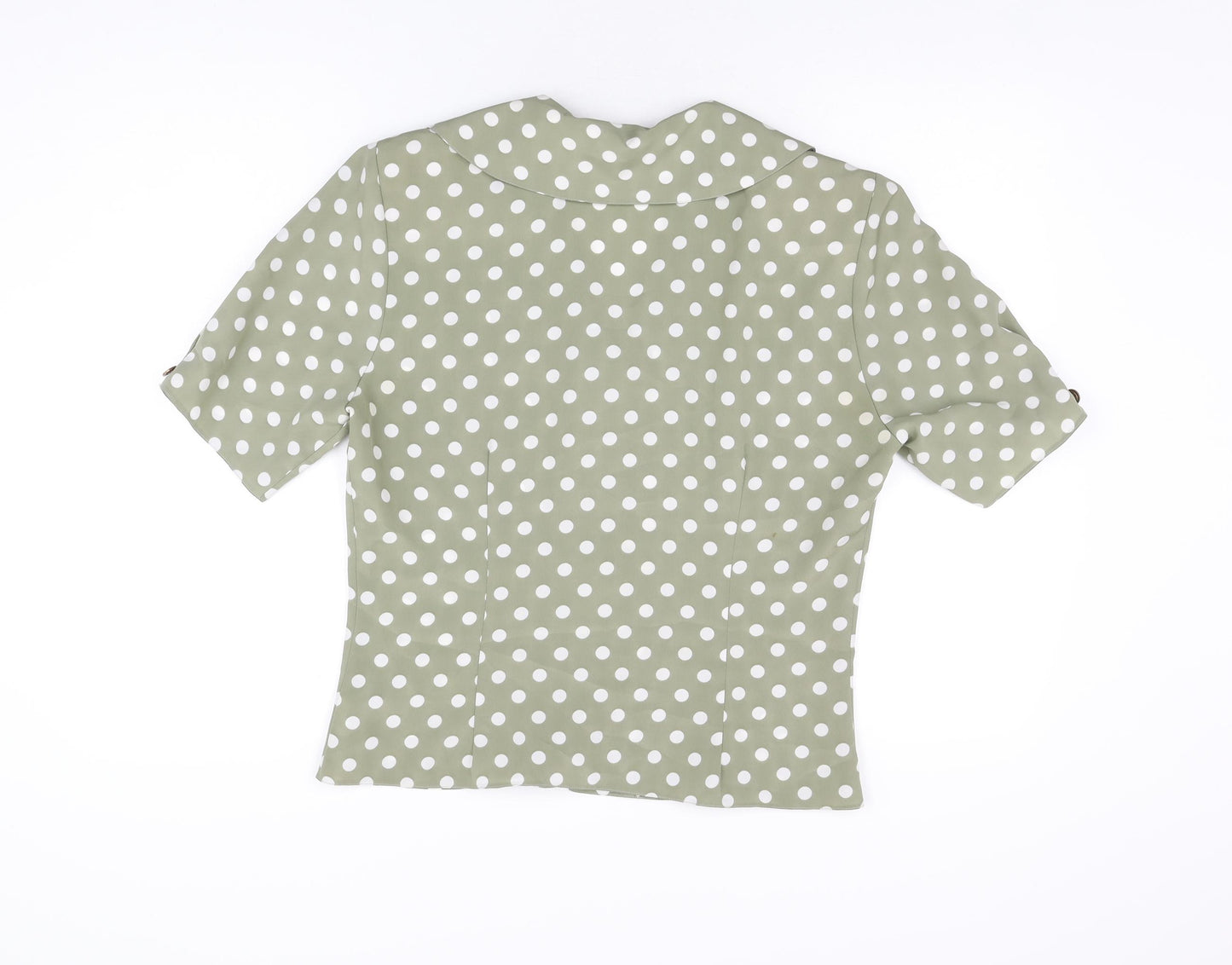 OPUS Womens Green Polka Dot Polyester Basic Button-Up Size 12 Collared