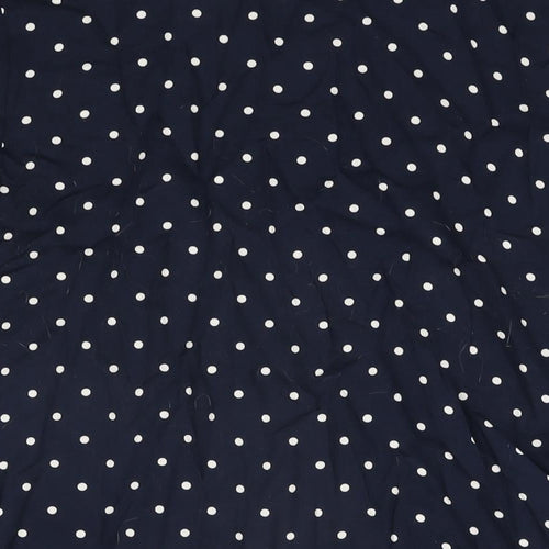 Dorothy Perkins Womens Blue Polka Dot Viscose Basic Button-Up Size 10 Round Neck