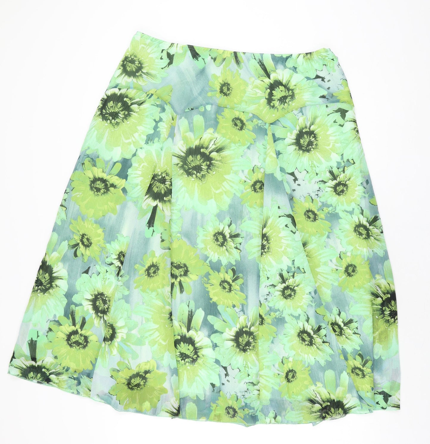 Per Una Womens Green Floral Polyester Swing Skirt Size 16