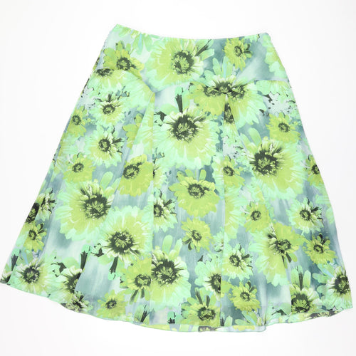Per Una Womens Green Floral Polyester Swing Skirt Size 16