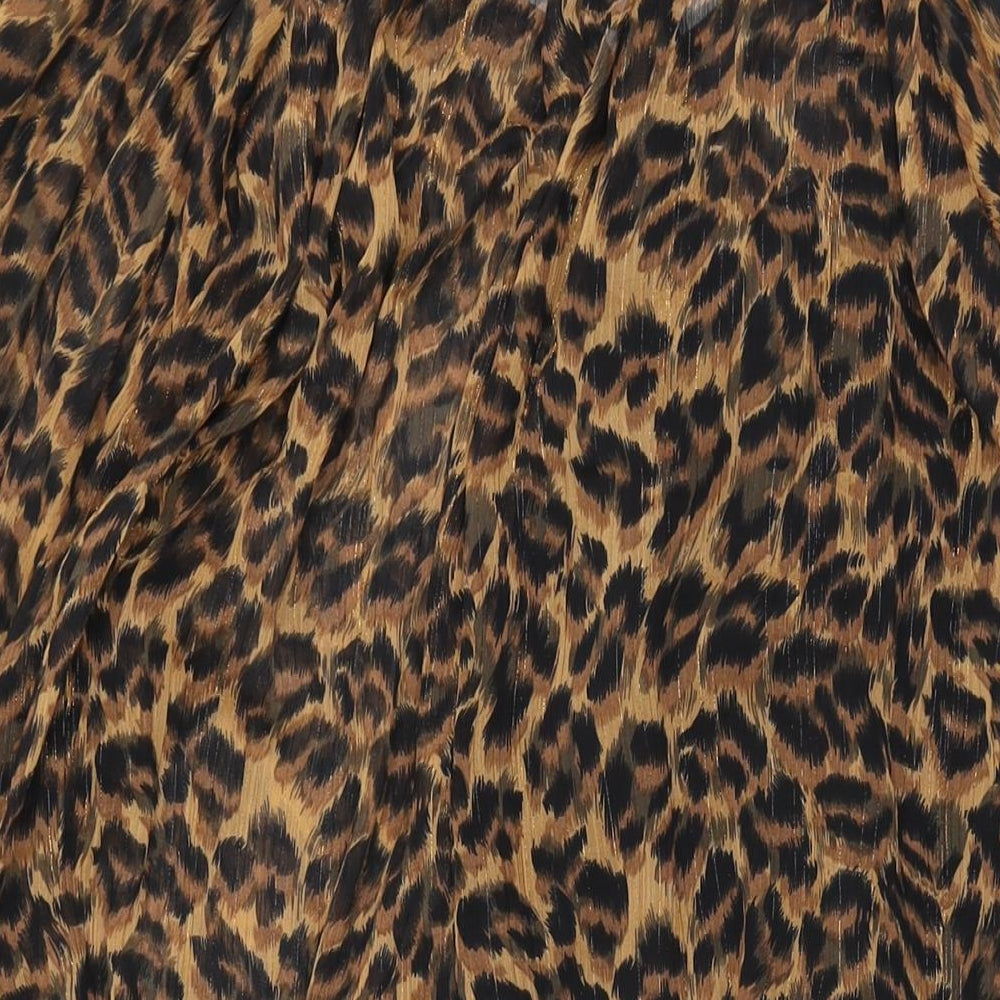 Sonder Studio Womens Brown Animal Print Polyester Shift Size 12 Round Neck Pullover - Leopard Print