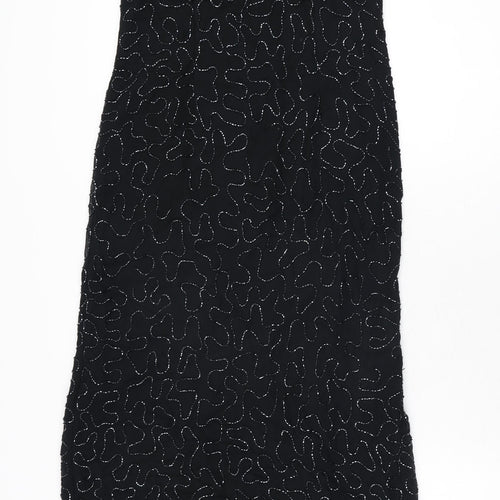 Canda Womens Black Geometric Polyester Bodycon Size 12 Scoop Neck Zip