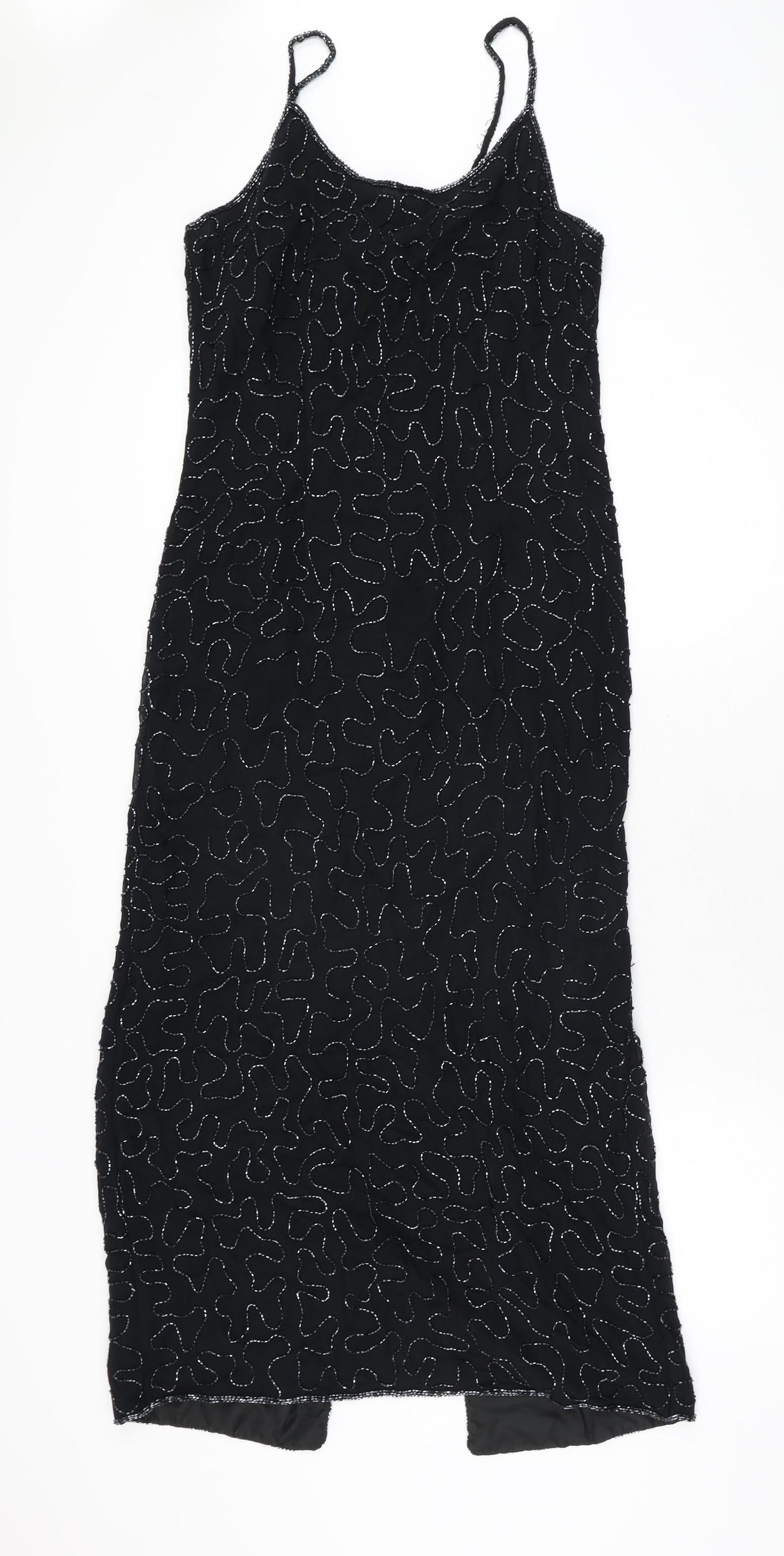 Canda Womens Black Geometric Polyester Bodycon Size 12 Scoop Neck Zip