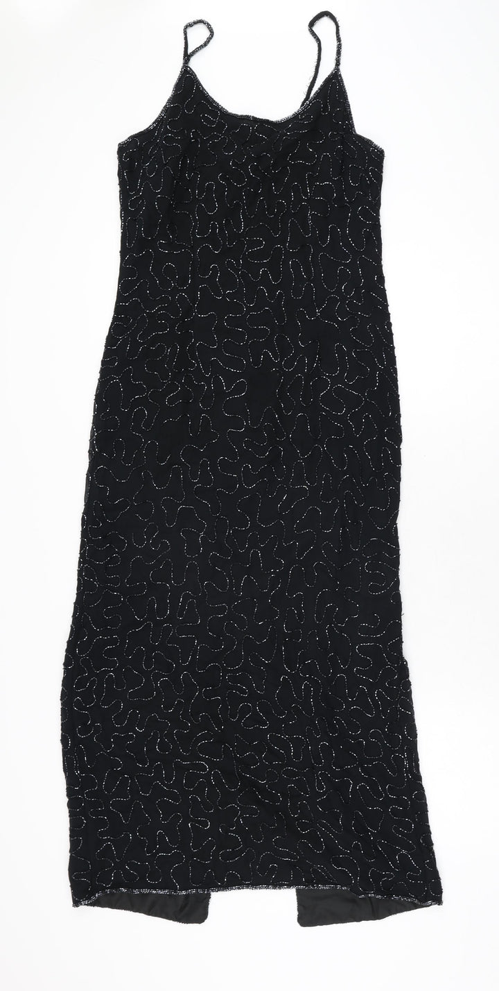 Canda Womens Black Geometric Polyester Bodycon Size 12 Scoop Neck Zip