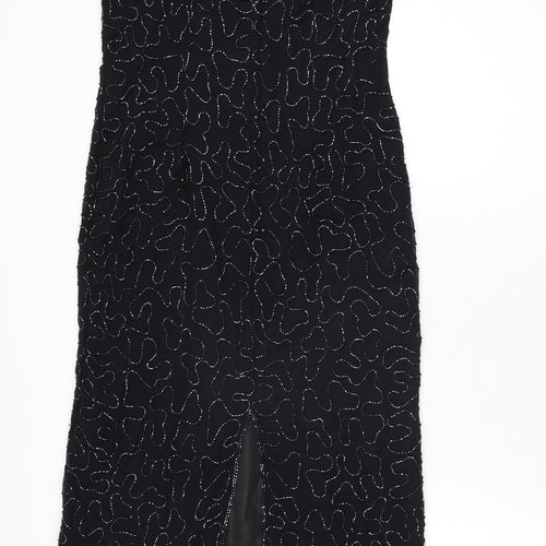 Canda Womens Black Geometric Polyester Bodycon Size 12 Scoop Neck Zip