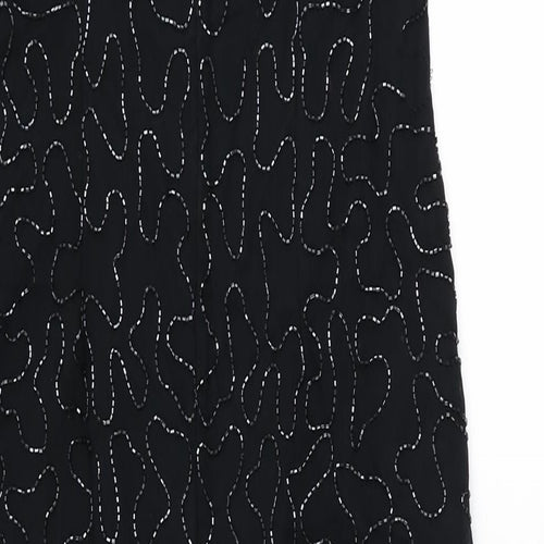 Canda Womens Black Geometric Polyester Bodycon Size 12 Scoop Neck Zip