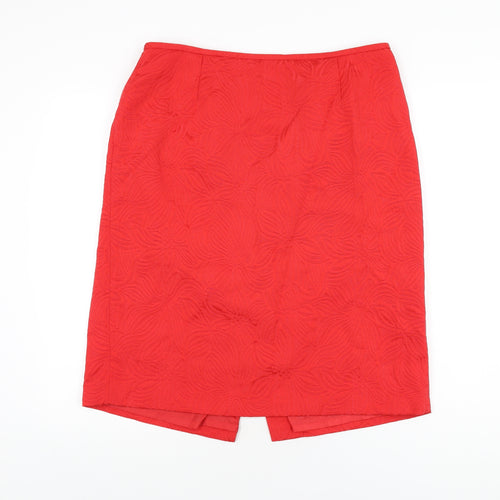 Isabella Womens Red Geometric Cotton Straight & Pencil Skirt Size 14 Zip
