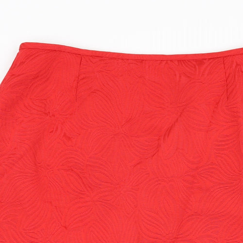 Isabella Womens Red Geometric Cotton Straight & Pencil Skirt Size 14 Zip