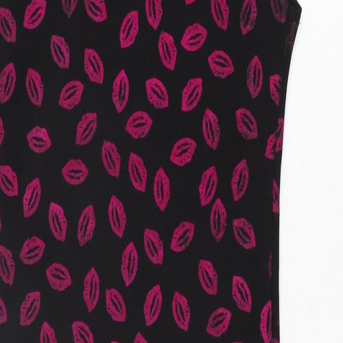 Boohoo Womens Black Geometric Polyester Bodycon Size 10 Boat Neck Pullover