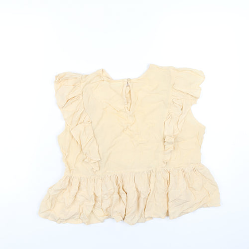 Lost Stock Womens Beige Viscose Basic Blouse Size S Round Neck