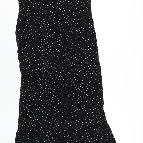 Nanso Womens Black Geometric Viscose A-Line Size M Round Neck Pullover