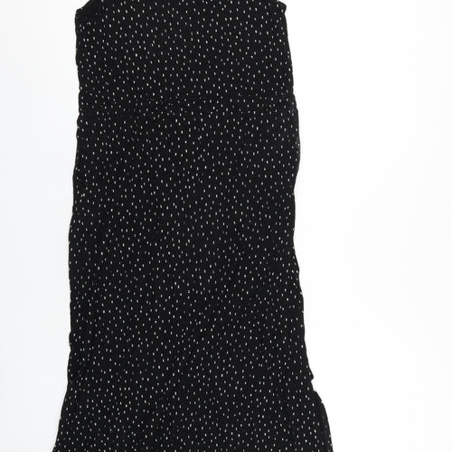 Nanso Womens Black Geometric Viscose A-Line Size M Round Neck Pullover