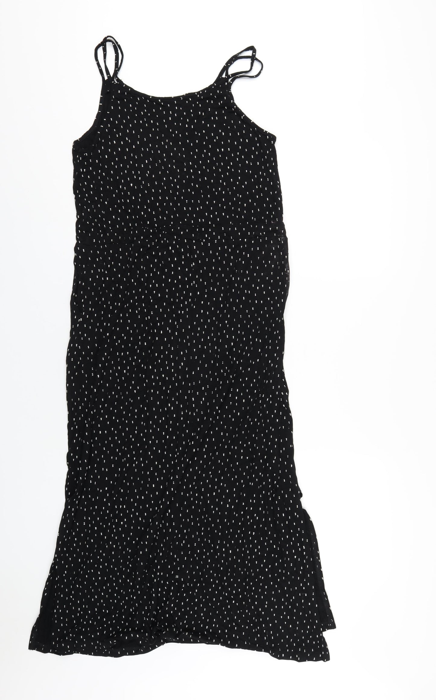 Nanso Womens Black Geometric Viscose A-Line Size M Round Neck Pullover