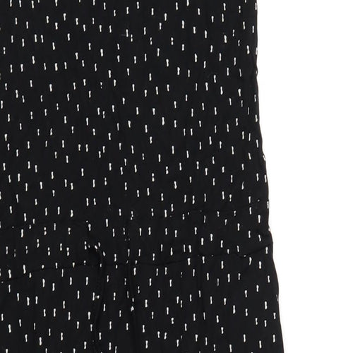 Nanso Womens Black Geometric Viscose A-Line Size M Round Neck Pullover