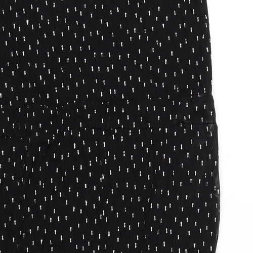 Nanso Womens Black Geometric Viscose A-Line Size M Round Neck Pullover