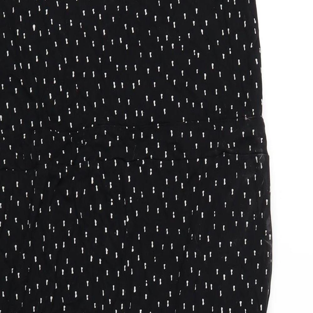 Nanso Womens Black Geometric Viscose A-Line Size M Round Neck Pullover
