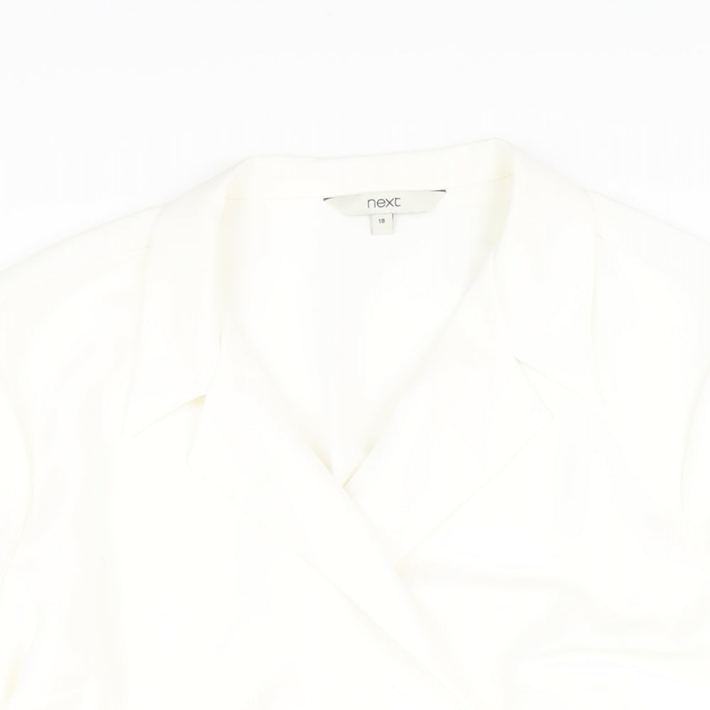 NEXT Womens Ivory Polyester Wrap Blouse Size 18 V-Neck