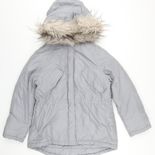 H&M Womens Grey Parka Coat Size XS Zip