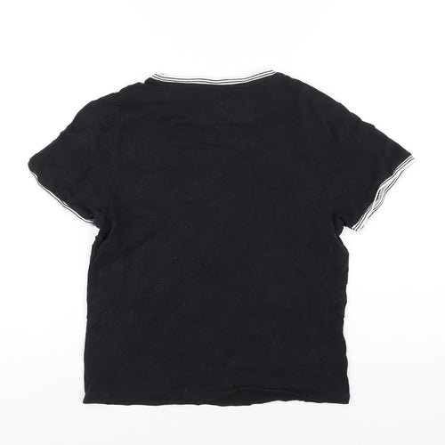Jack Wills Womens Black Cotton Basic T-Shirt Size 14 Round Neck