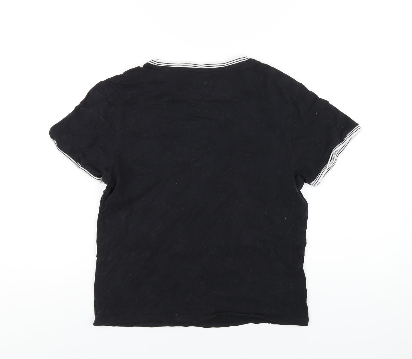 Jack Wills Womens Black Cotton Basic T-Shirt Size 14 Round Neck